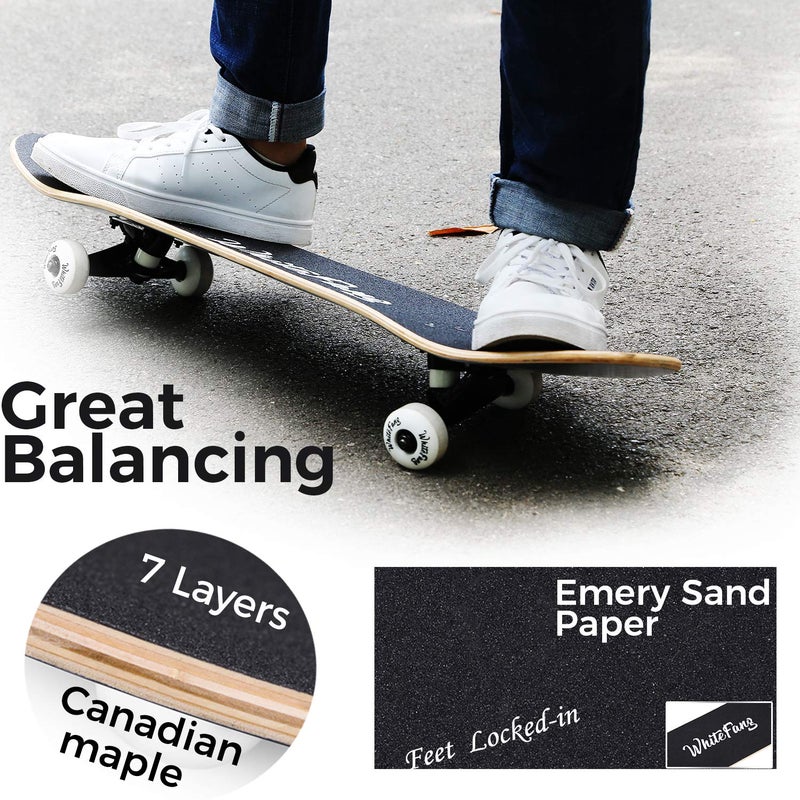 WhiteFang Skateboards, Complete Skateboard 31 x 7.88, 7 Layer Canadian Maple Double Kick Concave Standard and Tricks for Kids and Beginners (Diamond) - Image 2